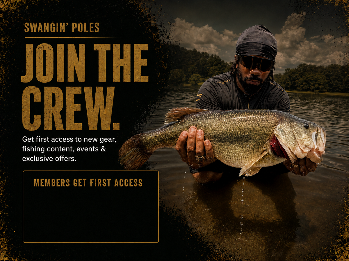 Swangin’ Poles angler holding a large bass